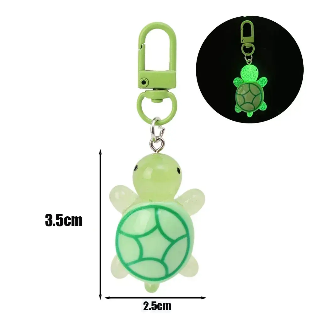 Cute Glow in The Dark Turtle Keychain for Women Girls Backpack Pendant Colorful Tortoise Keyring Student DIY Accessories Gift