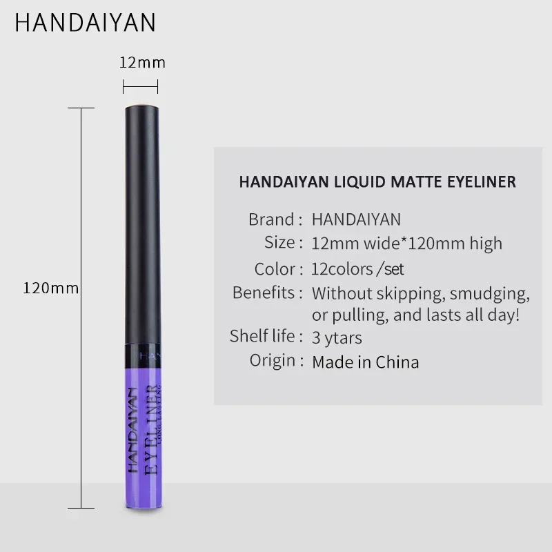 Colorful Eyeliner Pen Eyes Makeup White Pink Waterproof Liquid Color Eye Liner Pencil Matte Purple Pen Make Up Cosmetics