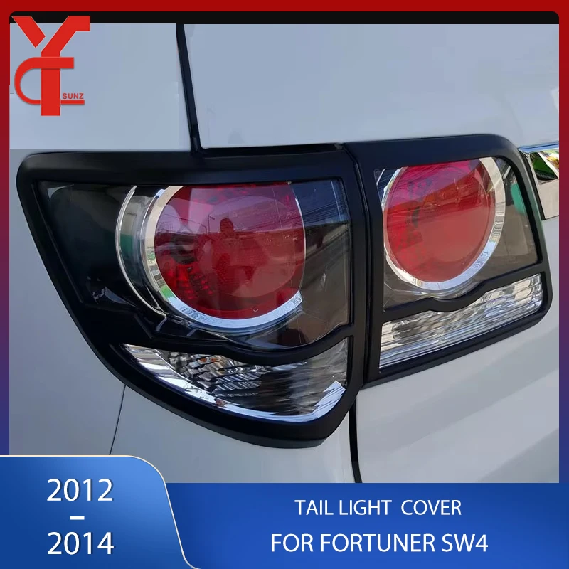 ABS Chrome Black Tail Lights Cover Rear Lamp Car Accessories For Toyota Fortuner 2012 2013 2014