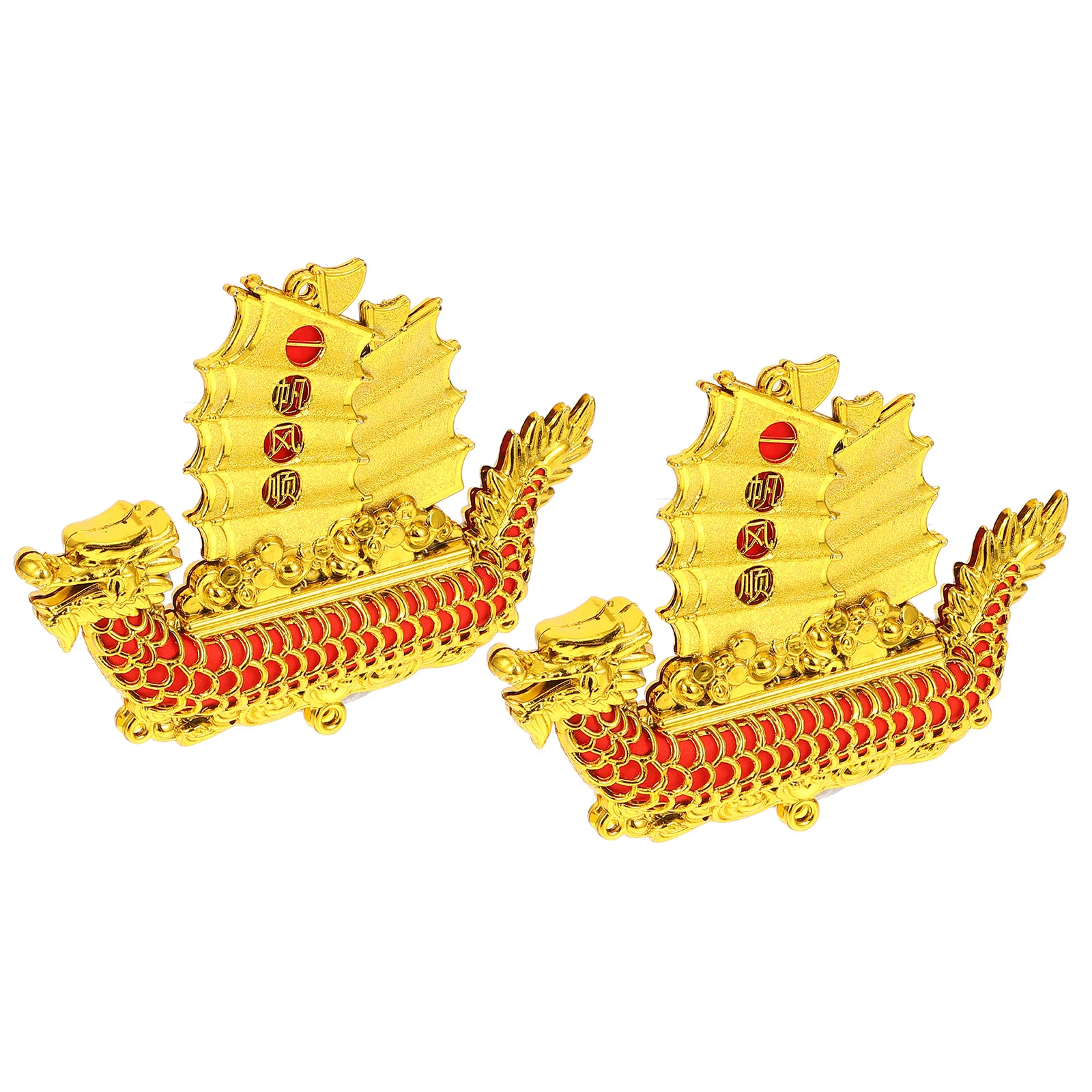 ของตกแต่งเรือมังกรทอง 2 ชิ้น ของประดับตกแต่งหลายฟังก์ชั่นตามหลักฮวงจุ้ย สำหรับสำนักงาน ห้องอ่านหนังสือ ห้องนอน บาร์ ตกแต่งภายใน งานเทศกาล