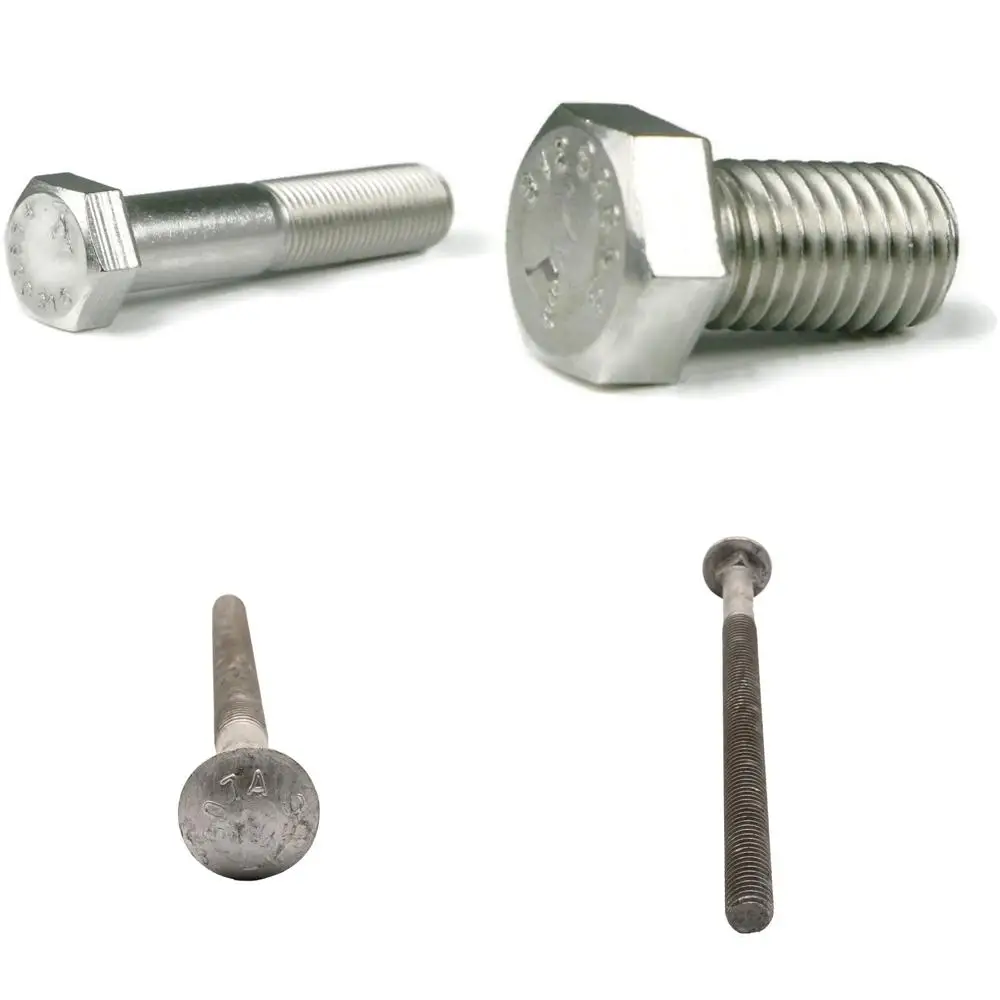مسامير ذات غطاء سداسي ملولبة جزئيًا 316 من الفولاذ المقاوم للصدأ 3/8-16 × 3-1/2، 50 قطعة، خيط خشن، طول خيط 1 بوصة