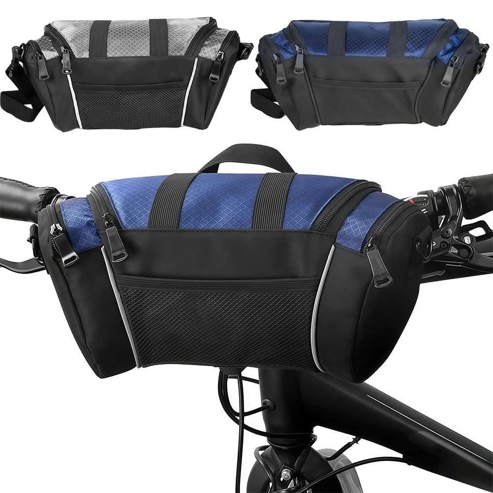 

Small Bicycle Handle Bar Bag Handy Front Bike Bags Storage Pouch Pack with Shoulder Strap Little Mountain Road Bike Barrel Bag