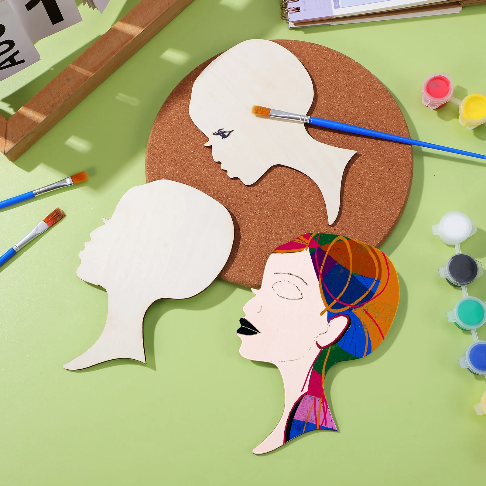 

12Pcs DIY Wooden African Woman Face Cutouts Blank Wood Slices Crafts for Women Gift Home Decor Crafts for Women