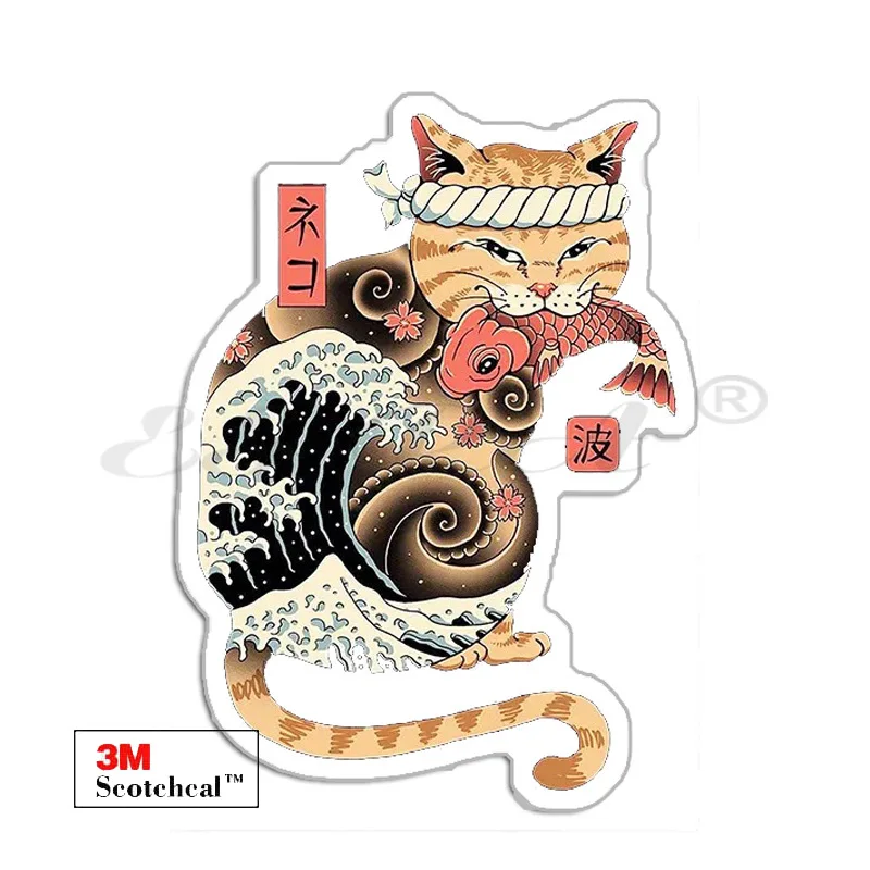The Great Wave Cats Off Stickers Art Drawing Decorate Stickers for Snowboard Skateboard Lugguage Fridge Laptop Glass