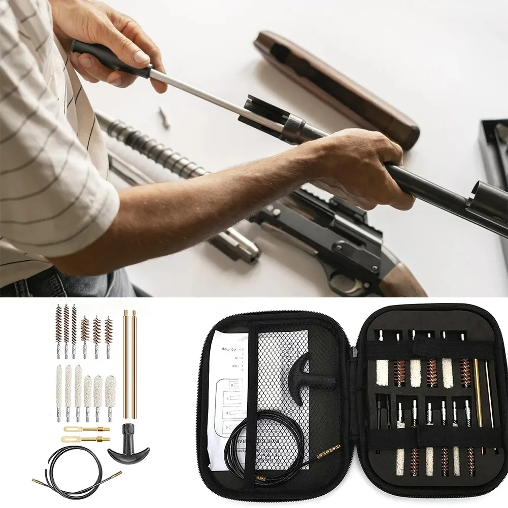 Kit de Limpeza Tática para Cano de Arma com 19 Peças, Ferramenta de Escova para Pistola e Rifle para Calibres .22/.38/9mm/.40/.45
