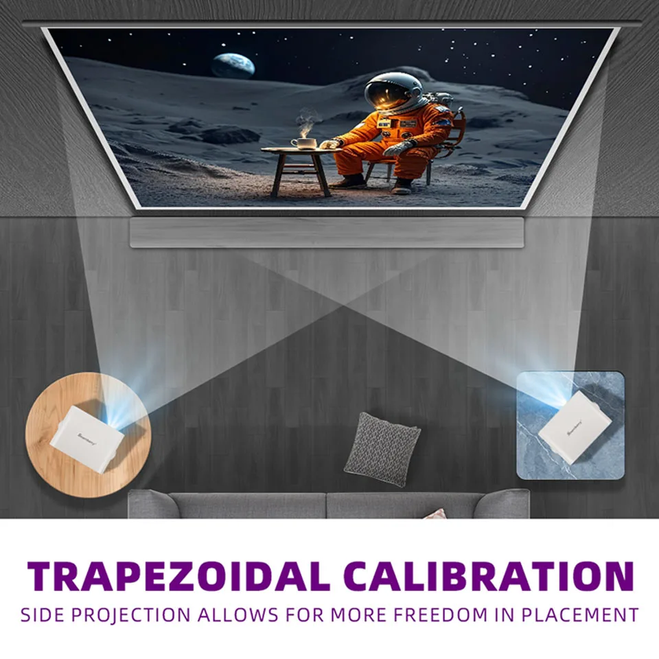 FXINRISE Projector Android 11 4K 1280*720P HT23 Dual Wifi 260ANSI 180°flexible BT5.3 Cinema Outdoor Portable Projetor HT23