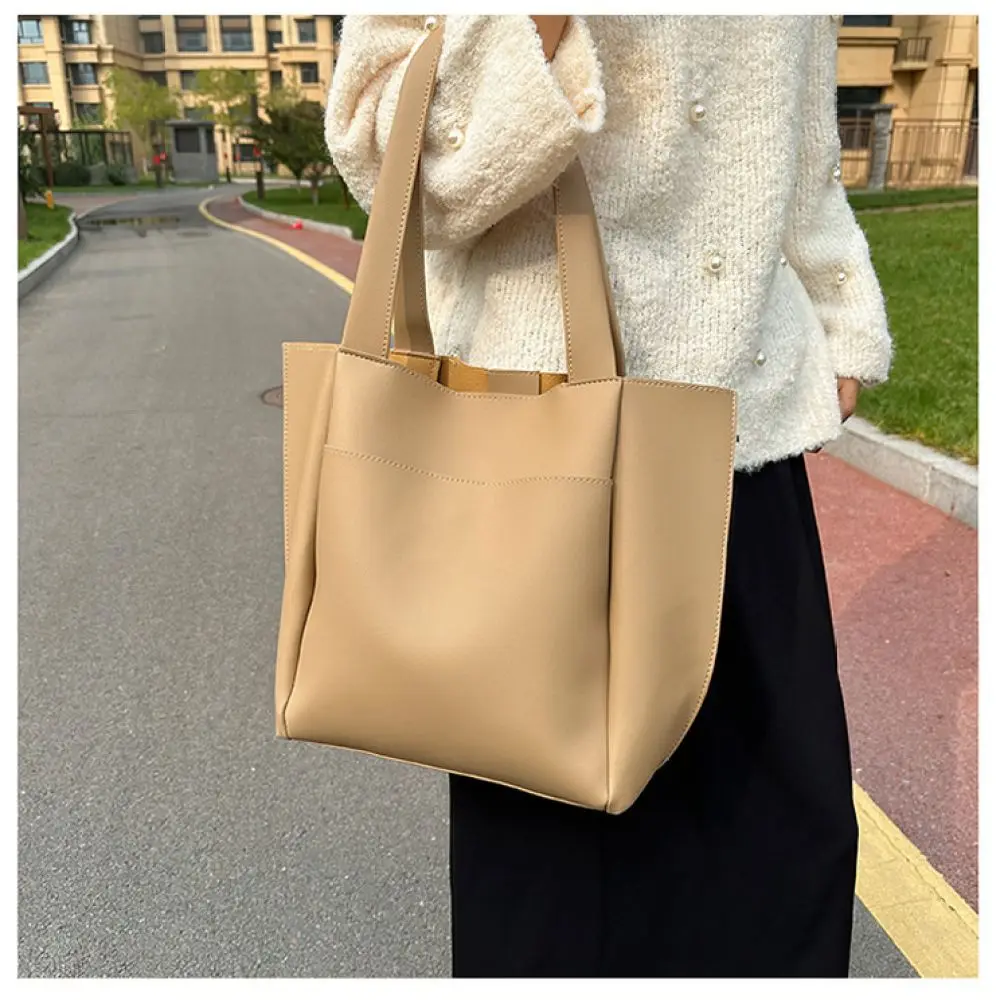 Durable Women Handbag Large Capacity Tote Bag Minimalist PU Leather Shoulder Bag Daily Fashion Casual Work Purse