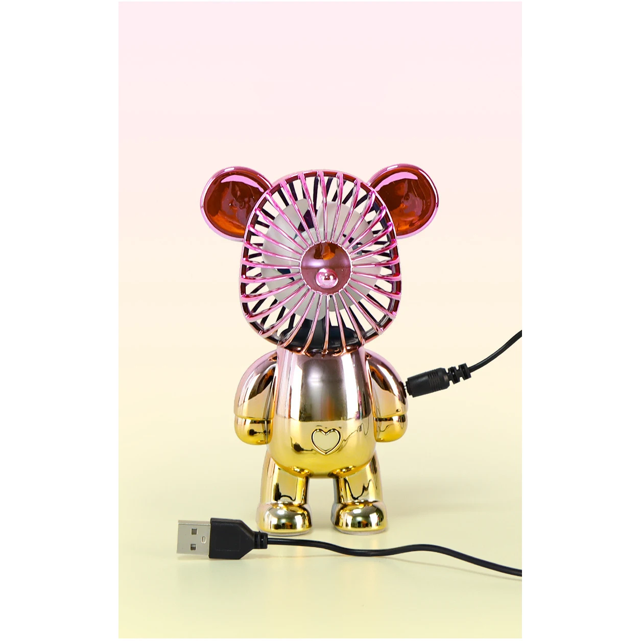 Mini USB Holding Electric Fan Cute Teddy Bear Shaped High quality plastic USB Rechargeable Portable Handfan Office Desk Ornament