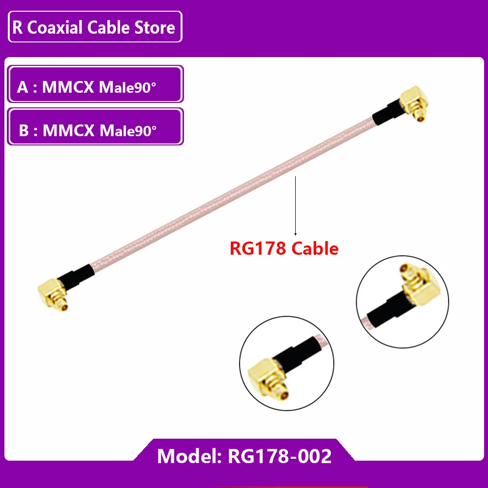 Imagem -06 - Mmcx Macho Plug para Mmcx Macho Plug Conector Mmcx Coaxial rf Adaptador com Rg178 Trança Cabo 10cm 26cm 55cm 100 Peças