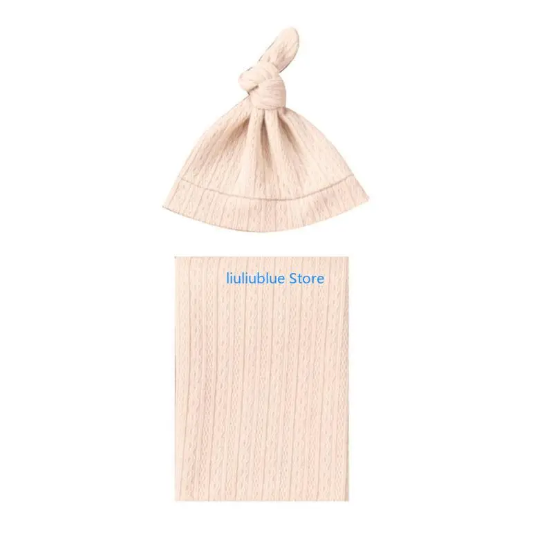 

Newborn Baby Blanket Hat Set Breathable Infant Wrap Cloth Receiving Blanket Cotton Bonnet Hat Shower Gift 62CF