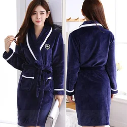 Thick Flannel Loose Warm Kimono Bathrobe Gown Female Robe Sleepwear Nightwear Autumn Winter Coral Fleece Home Clothes Loungewear