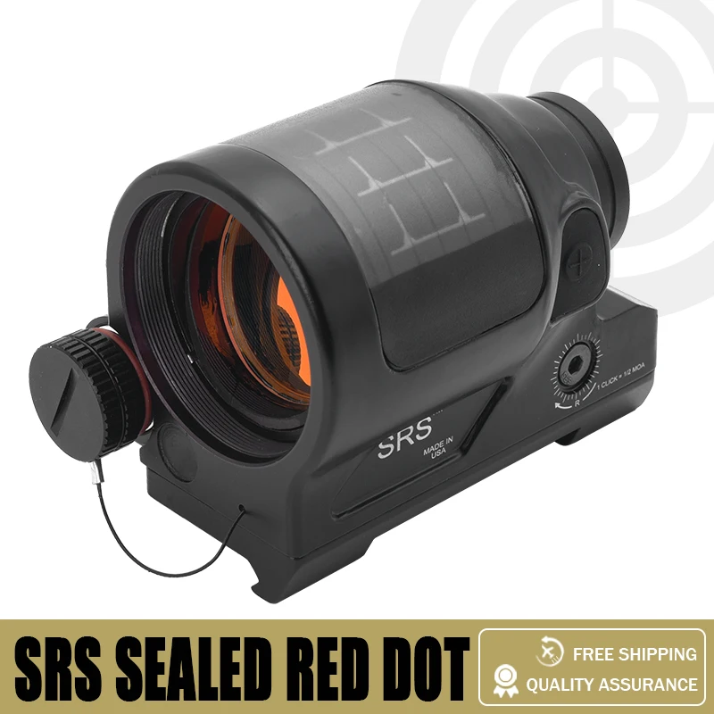 Tactical SRS Solar Power Sealed Red Dot Sight W/ Quick Release Mount 38mm Wide Field of View for Hunting Tactical Airsoft