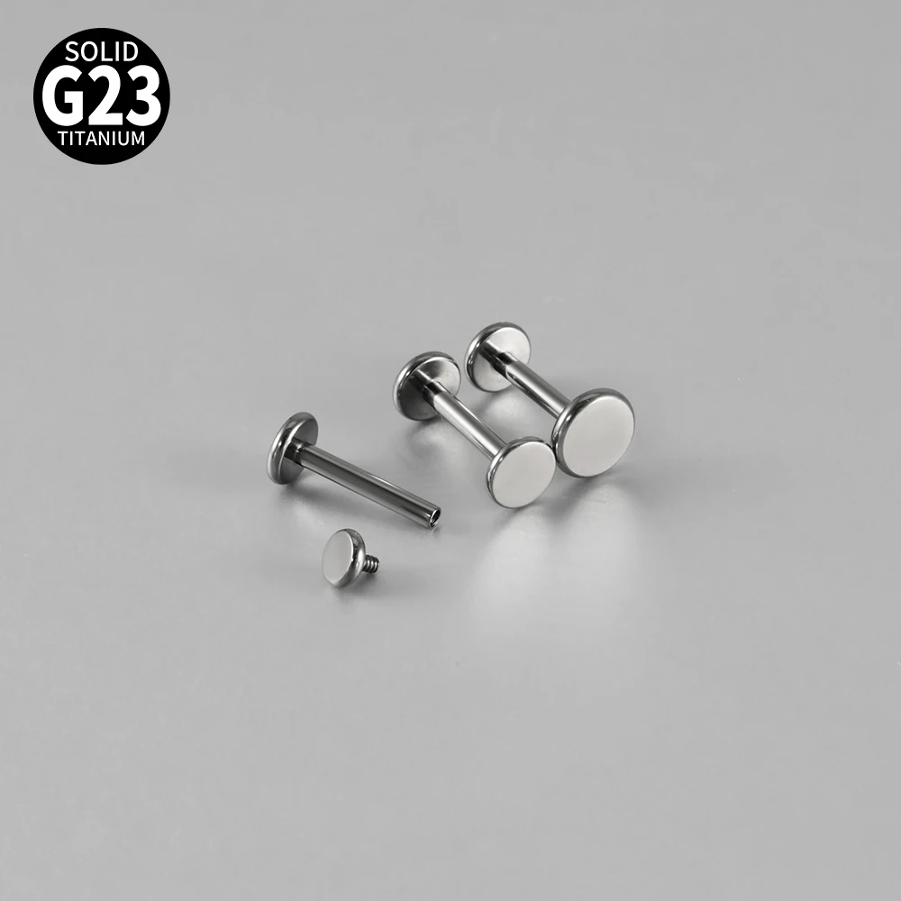 1PC Titanium Flat Top Lip Ring Internal Threaded Silvery Comfortable Labret/Nose/Ear Tragus Cartilage Helix Piercings Jewelry