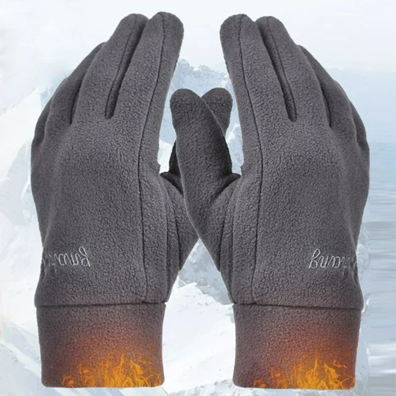 2024 Winter Warm Thermisch Dikker Fleece Handschoenen voor Mannen Vrouwen Lange Vinger Handschoenen Outdoor Winddicht Hardlopen Skiën Fietsen Wanten