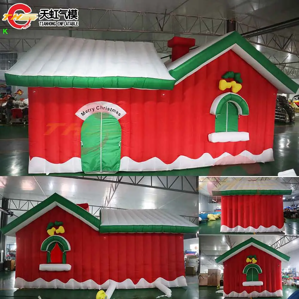 Snelle Verzending 7x3 m/8x4 m Giant Opblaasbare Kerst Huis te koop Outdoor Opblaasbare Kerstman Grotto Huis Evenement Tenten