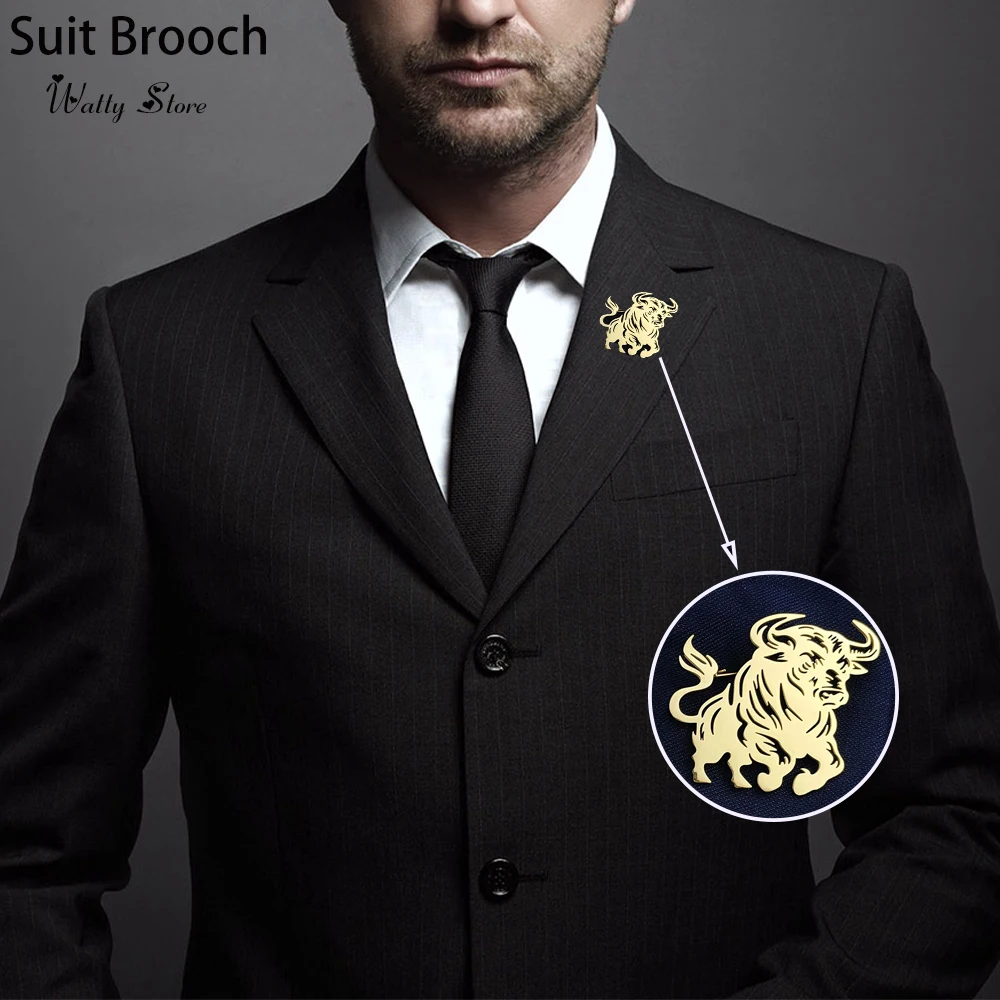 Artistic carving aura full of angry bull brooch fashion suit lapel pin clothing backpack accessories Gift for friends