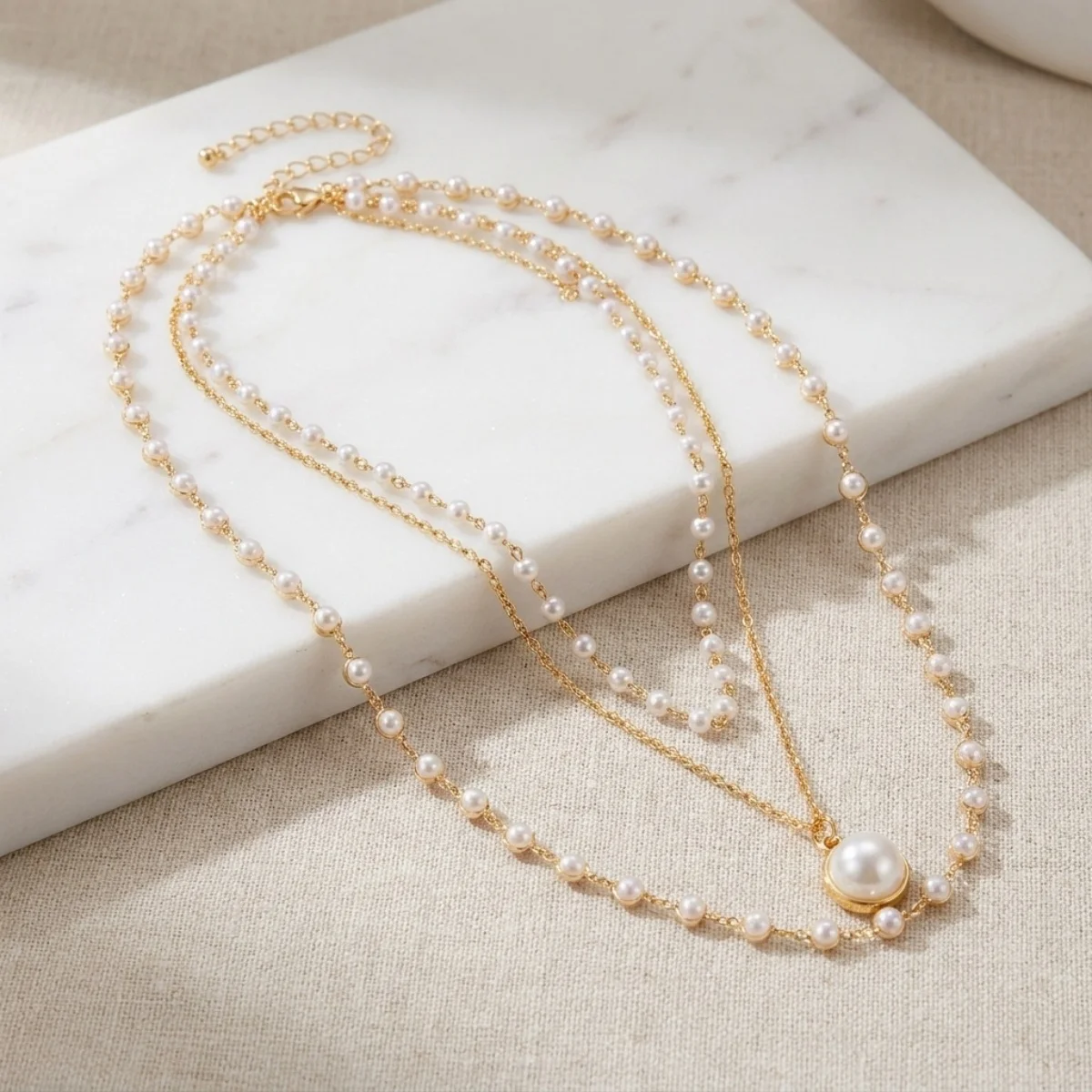 Vintage Elegante Simulierte Perlen-Halskette für Damen, Mehrschichtige Y-förmige Pulloverkette, Choker, Hochzeitsschmuck – Detail 26