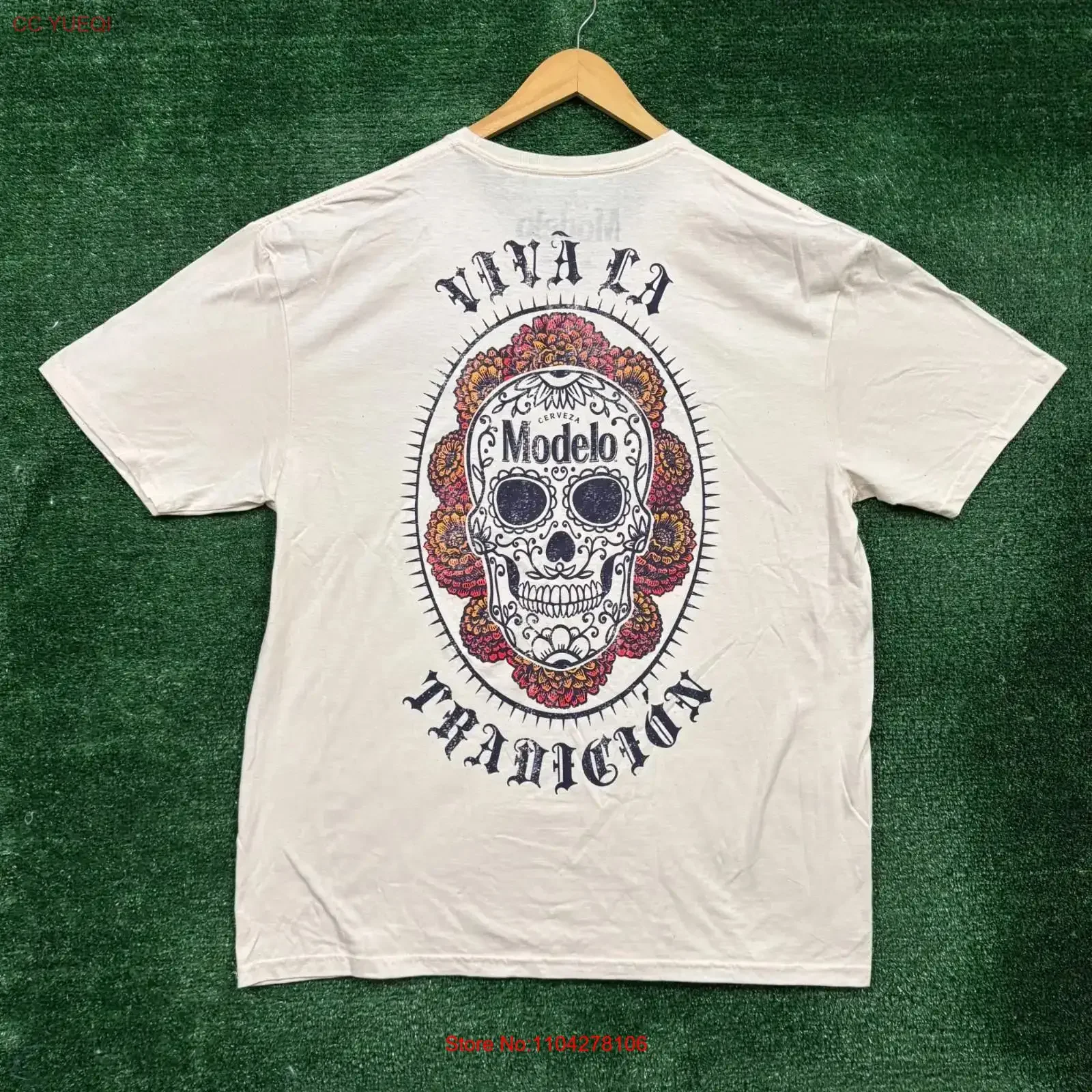 Cerveza Modelo Viva La Tradicion T Shirt Size Extra Large vintage Washed Stretched Unisex homme Top For Everyday Wear Slightly