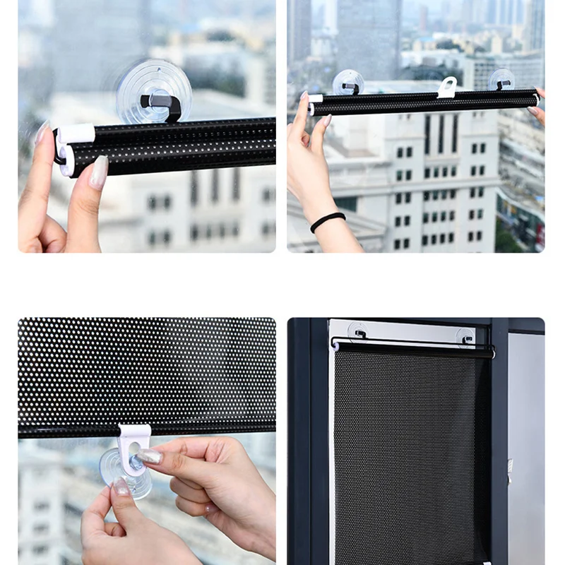 Portable Retractable PVC Sun Shade Curtain Window Glass Shade Roller Blind for Office Bedroom Shading Membrane