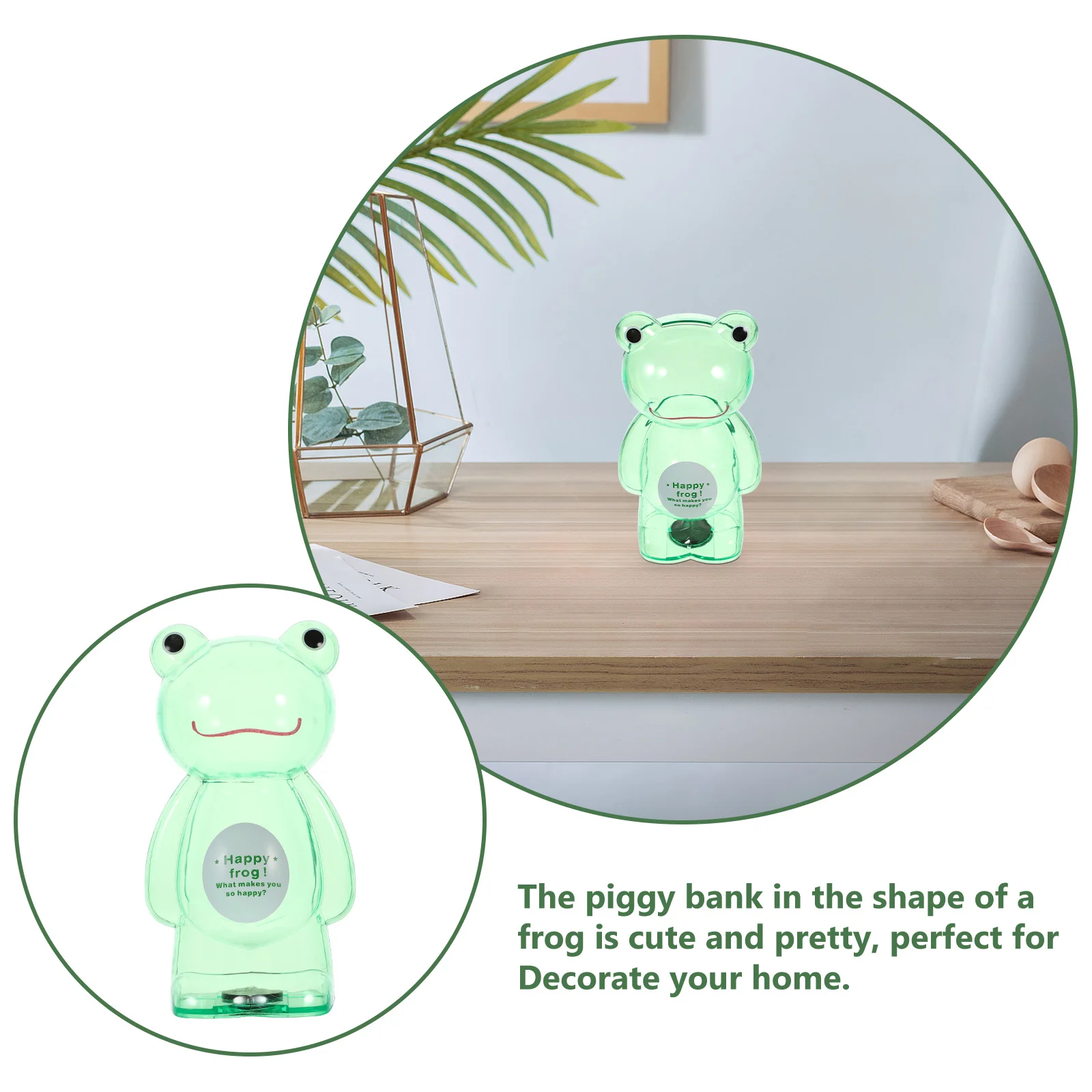 صندوق توفير المال على شكل ضفدع شفاف إبداعي منظم سطح المكتب لتخزين العملات المعدنية للأطفال صندوق توفير المال #2