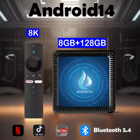 Q17 Android14 Smart TV Box Bluetooth 5.4 Dual WiFi Allwinner H313 8K 128G Set Top Box Media Player with Google Voice Assistant