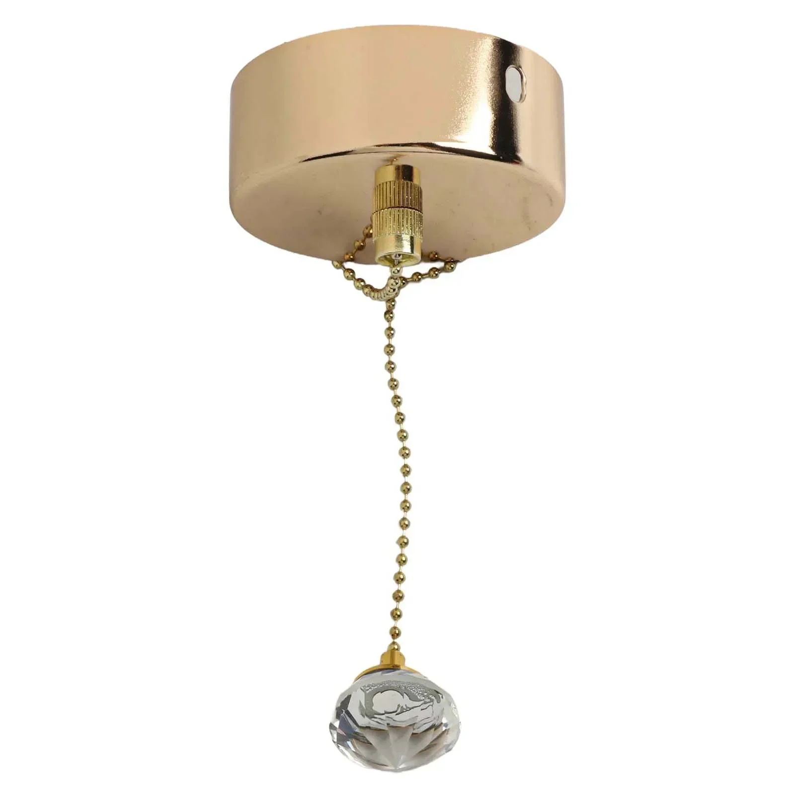Ceiling Mounted Pull Cord Light Switch with Antique Brass Chain Kit for Bathroom and Ceiling Fan Applications Compact Design