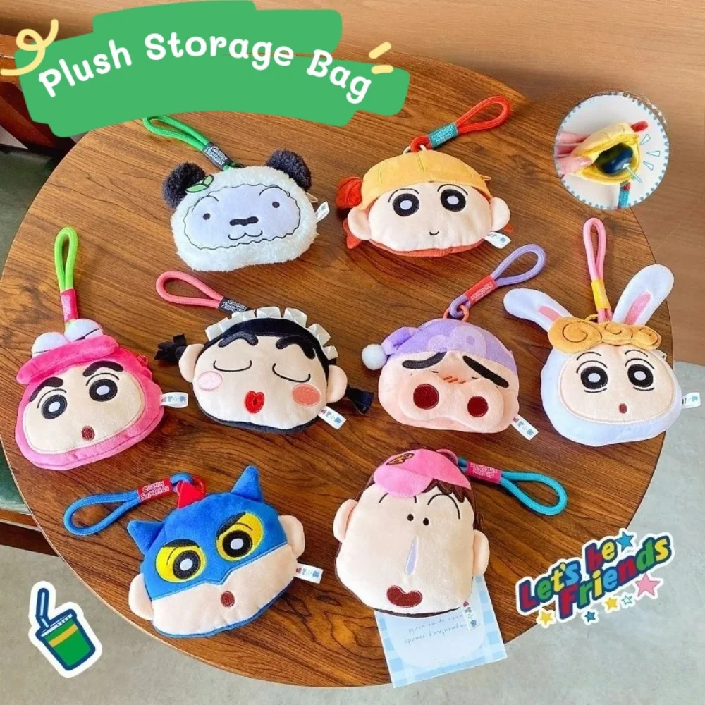 حقيقية تلوين شين تشان أفخم محفظة نسائية للعملات المعدنية المفاتيح Kawaii الكرتون سماعة أحمر الشفاه كيس التخزين على ظهره الهدايا الزخرفية