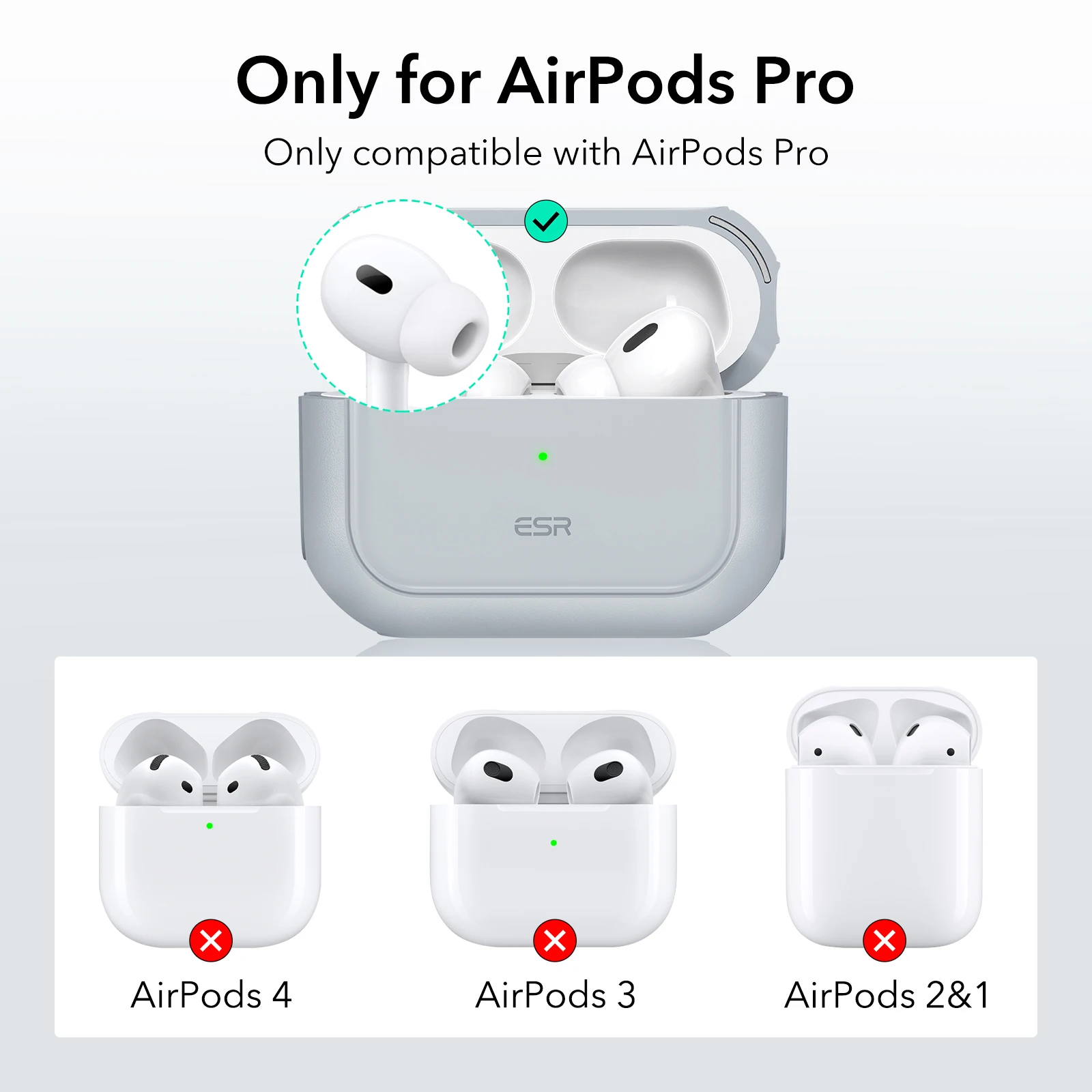 ESR for AirPods Pro 2 Case with Lanyard Compatible with Airpods Pro 2023/2022/2019 MagSafe Cover （USB-C/Lightning Cable）