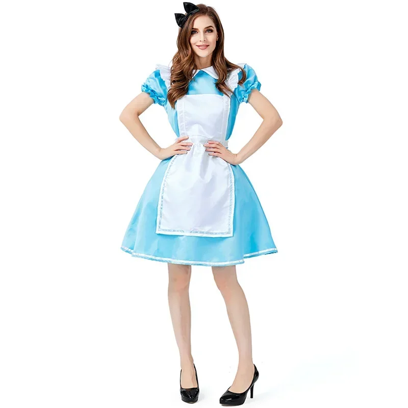 Womens Costume Maid Lolita Cosplay Dress Blue Halloween Carnival Party Mardi Gras Costumes