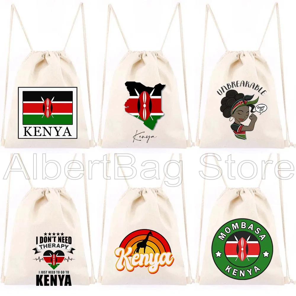

Kenya Coat of Arms Flag Map Kenyan Canvas Drawstring Bags Soccer Backpack Gym Sackpack Gifts String Bag for Hiking Sports Yoga