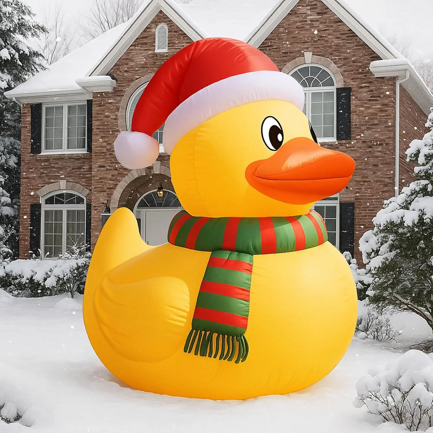 6 Foot Christmas Inflatable Duck with LED Lights, Outdoor Holiday Decoration