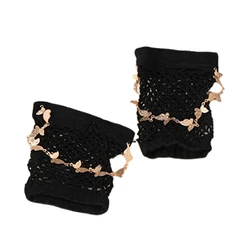 Lady Butterfly Chain Gloves Elegant Fishnet Short Gloves for Operas Dropshipping