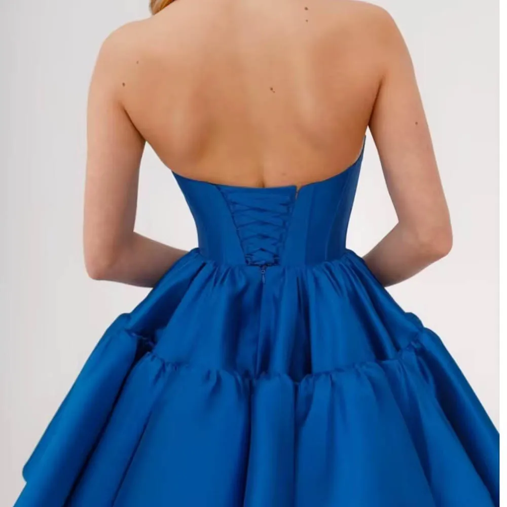 Customized Corset Satin Wedding Dress For Woman Bride Strapless Short Prom Dresses for Teens A Line Formal Bridal Gown