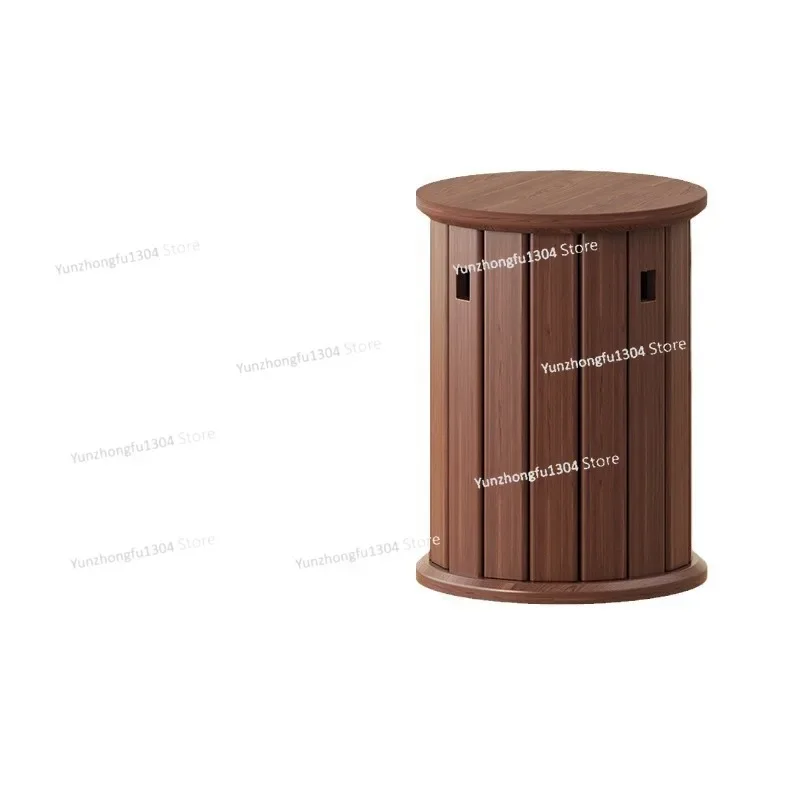 Multi-purpose Stackable 4 Piece Coffee Table Dining Chair Round Edge Solid Wood Living Room Seat Bench