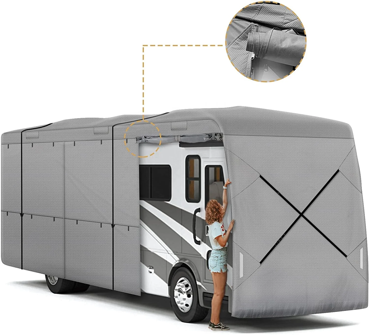 

Durable Travel Caravan Cover Resistant UV Sun Inhibited Motorhome Cover Breathable Waterproof RV Cover