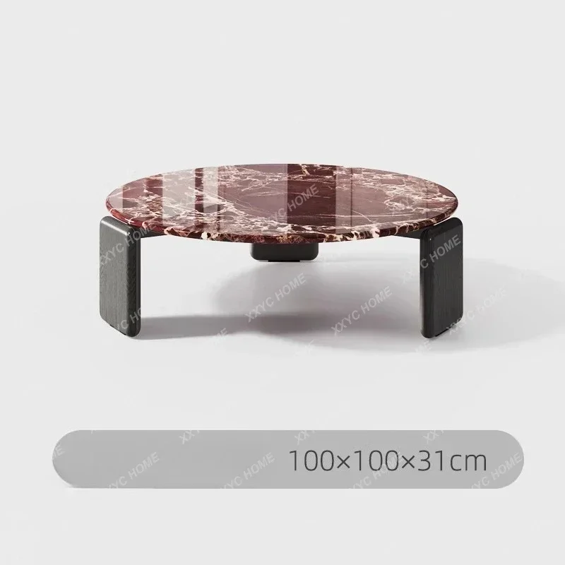 

AAZiluo Red Artificial Marble Coffee Table Round Modern Simple