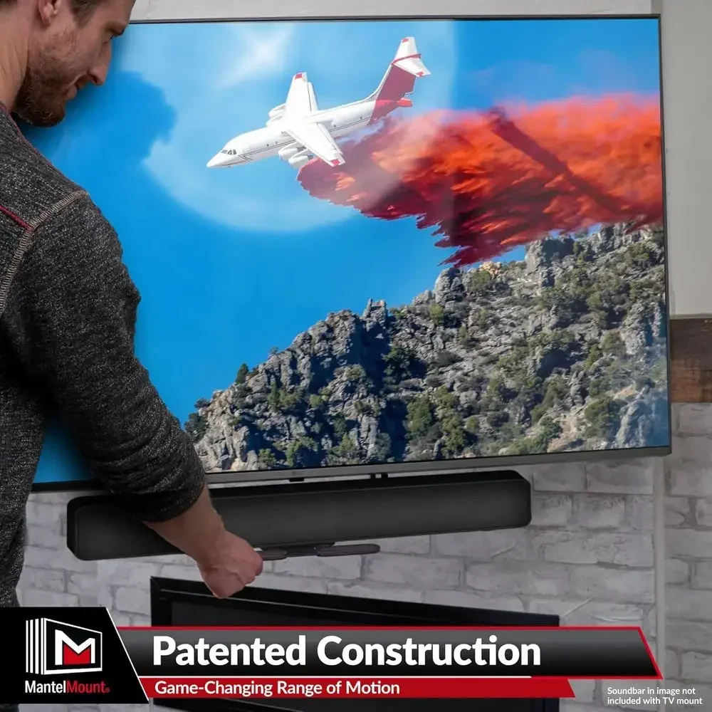 Universal Pull-Down TV Mount for 44-80 Screens Up to 90 lbs, Auto-Straightening, Adjustable Stops, Heat-Sensing Handles, Paintab