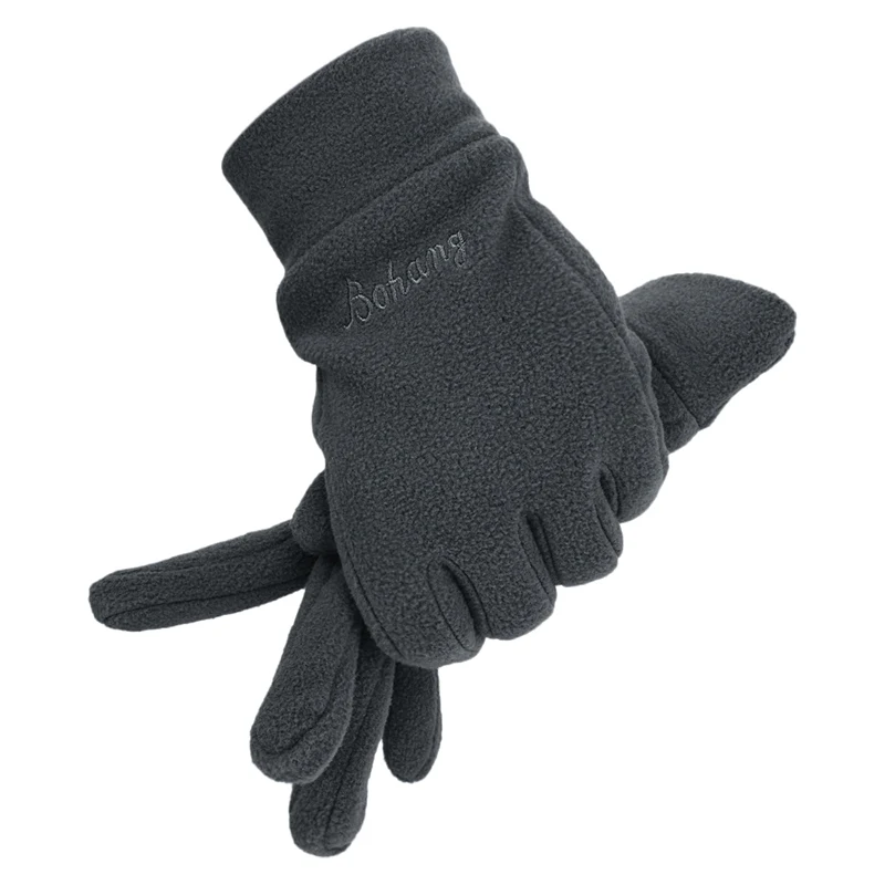 Touchscreen Fleece Handschoenen Mannen Volledige Vinger Winter Warm Outdoor Winddicht Fietsen Skin Mitten Plus Fluwelen Thermische Dikke Handschoen