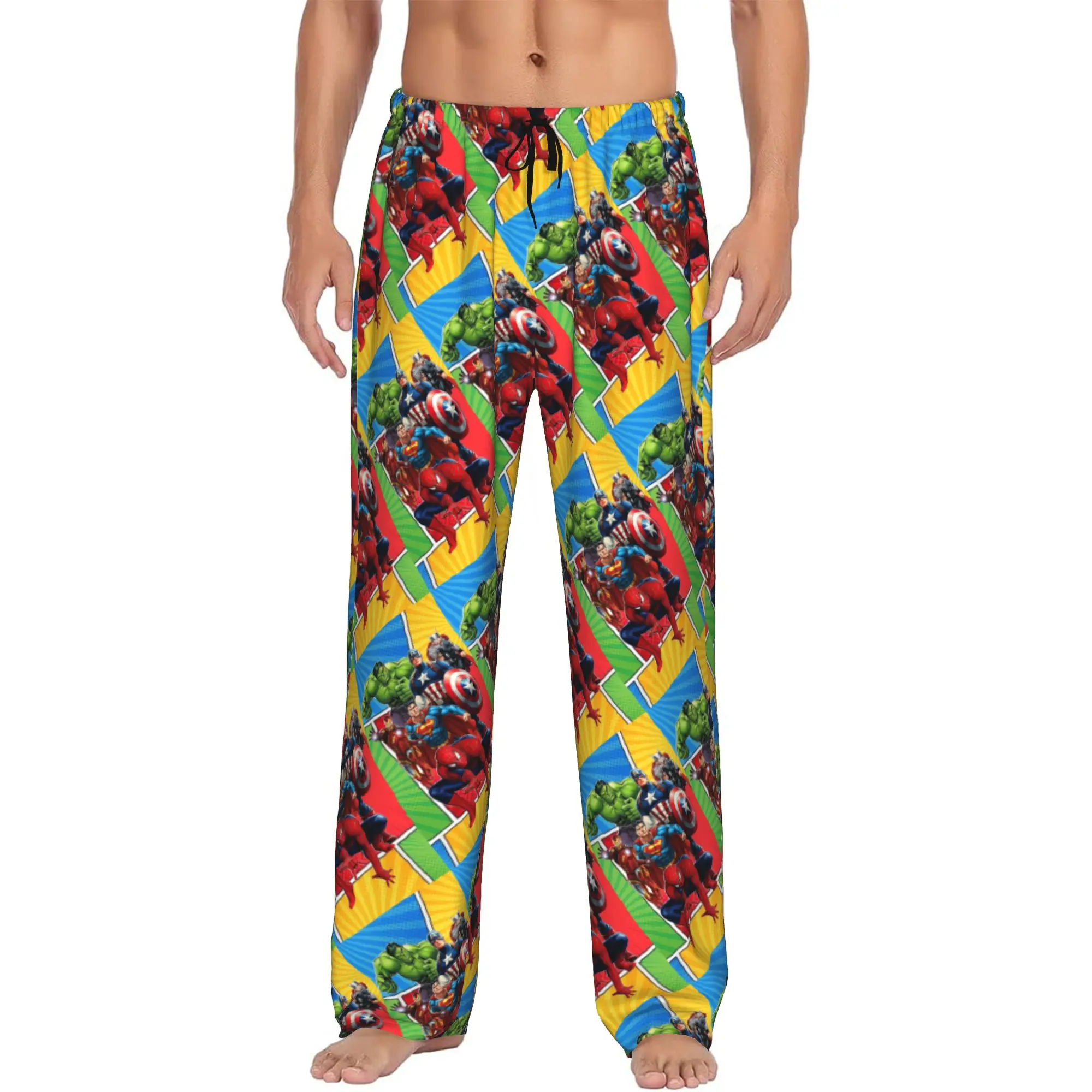 

Custom Men A-Avengers Comic Wallpaper Pajama Pants Print Sleep Sleepwear Bottoms with Pockets