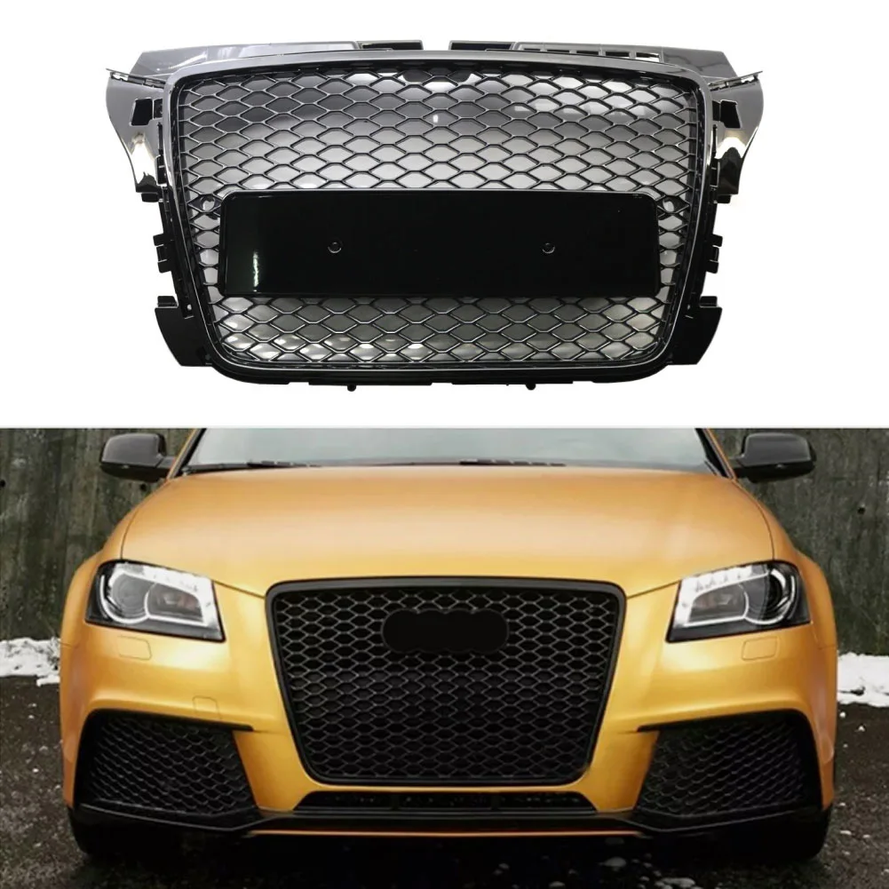 

Front Bumper Grill Honeycomb Mesh Car Front Grille Compatible For A3 2008-2012 Replaces 8P0853651M 8P0853651N