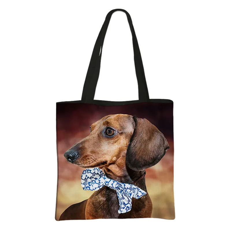 Kawaii Beagle / Boxer Dog / Bichon Frise Print Shoulder Bag Women Totes Bags Casual Handbag Large Capacity Reusable Shopper Bags