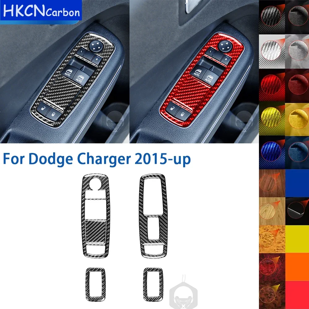 

For Dodge Charger 2015-up Accessories Real Soft Carbon Fiber Interior Door Handle Panel Cover Trim Sticker Decoration