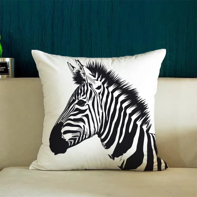 Christmas Supplies Zebra Black White Pillow Covers Decorative Luxury Cushion Cover for Pillow Pillowcase 40x40 Bed Pillowcases