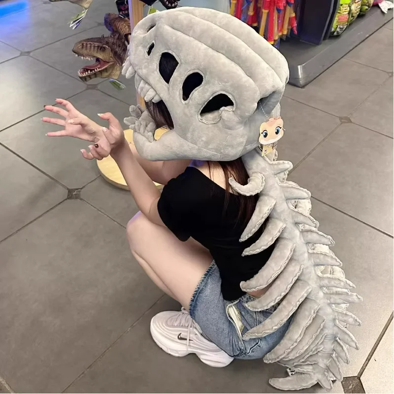 

Носимая маска со скелетом динозавра, милый забавный головной убор для детей и взрослых, карнавальный костюм на Хэллоуин, аксессуар для косплея