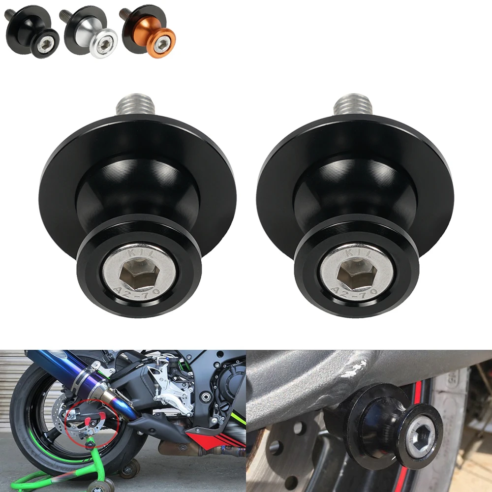 1Pair M10X1.25 Swingarm Sliders Spools for Kawasaki ZX-6R ZX-6RR 636 ZX-9R ZX-10R ZX-11 ZX-12R ZX-14 Ninja 250R 300R 500 750R