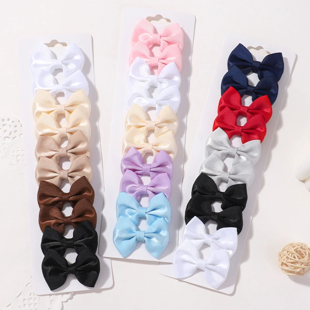 

10pcs/set Grosgrain Ribbon Solid Color Bowknot Hairpin for Girls Handmade Bows Hair Clips Baby Kids Toddler Hair Accessories