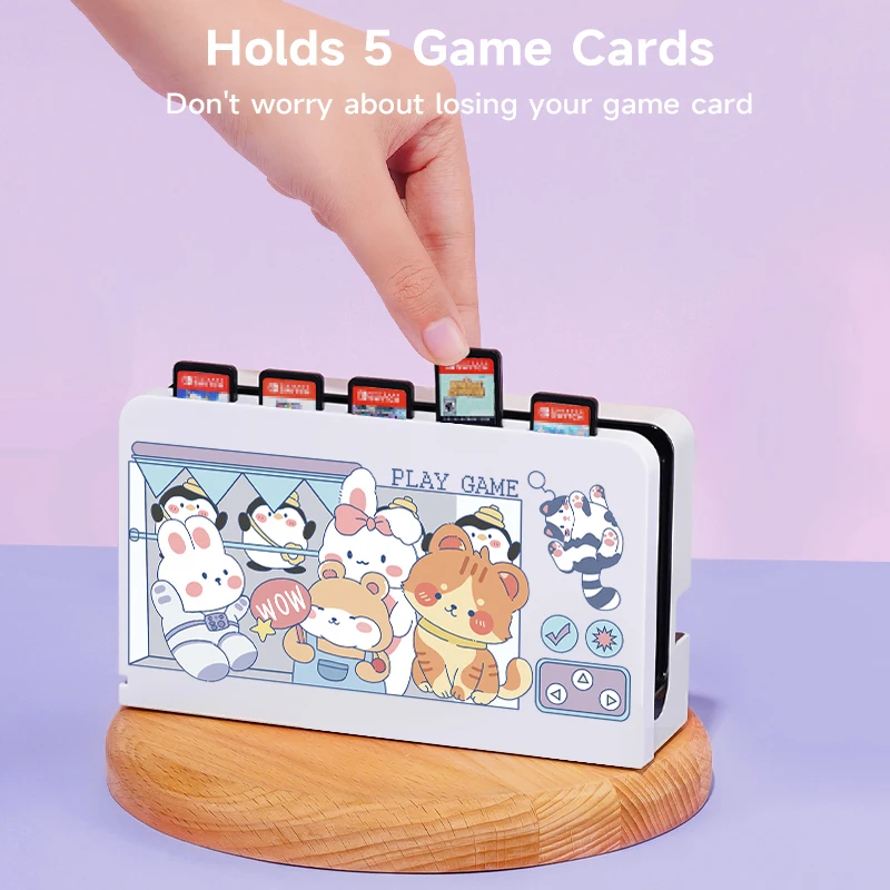 2 Pcs Animal Arcade Game  Theme Pattern Protective Case with Base Cover Set for Switch OLED/Switch NS, Can Store 5 Game Cards