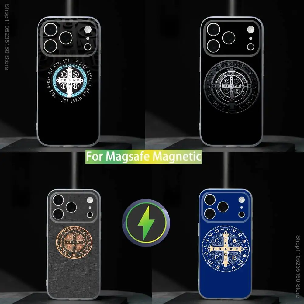 

Sao Bento Benedict of Nursia For iPhone 11,12,13,14,15,16,17,Pro,Max,Plus,Mini,SE4,E Phone Case Magnetic For Magsafe Wireless