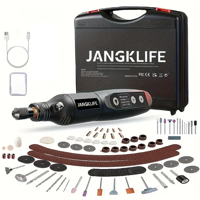 Zestaw narzędzi obrotowych bezprzewodowych USB JANGKLIFE do obróbki drewna, grawerowania, DIY, do biżuterii, metalu, szkła, mini wiertarka bezprzewodowa