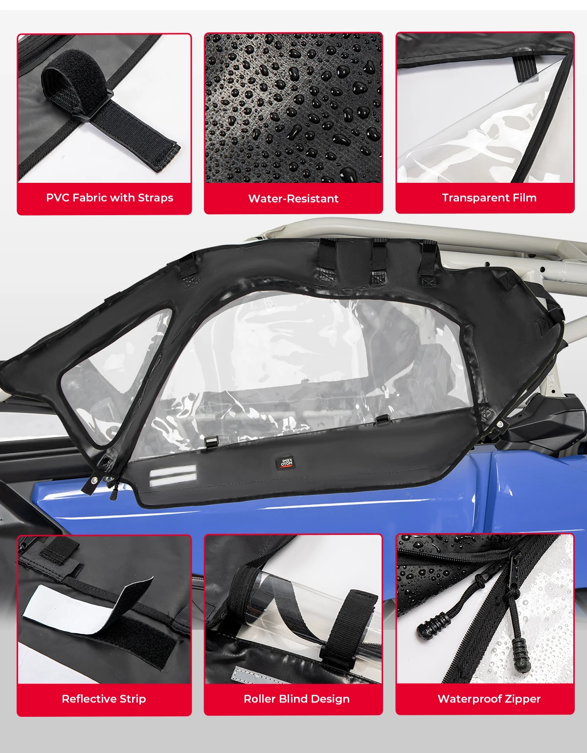 For Can-Am Maverick X3 R RR 900 HO 4x4 XRC XMR XRS DS RS Turbo DPS 2-Seater PVC Soft Upper Door Set Kit 2017-2026